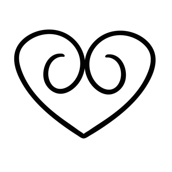 Сердце Векторная Иллюстрация Черно Белая Иллюстрация Винтажное Сердце Декоративными Элементами — стоковый вектор