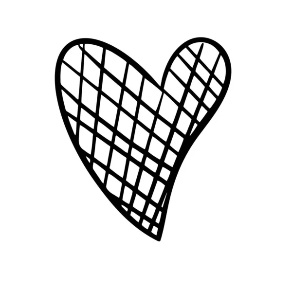 Сердце Векторная Иллюстрация Черно Белая Иллюстрация Винтажное Сердце Декоративными Элементами — стоковый вектор