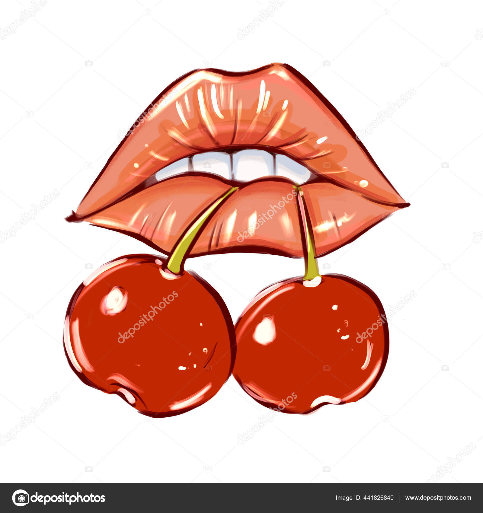 Cherry in mouth Art