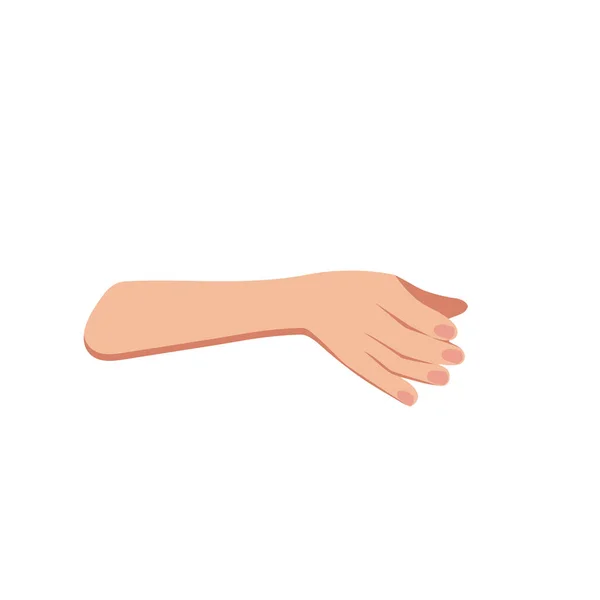 Mani femminili gesto segno mano vettoriale illustrazione di una mano in un gesto aperto — Vettoriale Stock