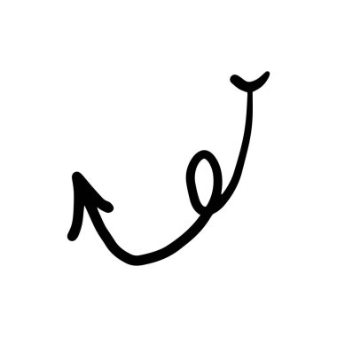 Beyaz arkaplanda siyah ok simgesi. Kalpli, noktalı. Düz stil. Web sitenizin tasarımı için ok simgesi, logo, uygulama, ui. Ok yön sembolünü gösteriyor. eğri ok.