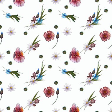 Mavi tarla çiçekleriyle desenli çiçek deseni. Botanik duvar kağıdı. Çiçekli çiçek. İç dekorasyon, tekstil baskısı, yazdırılmış sayılar, davetiye kartları için Boho tarzı yüzey tasarımı