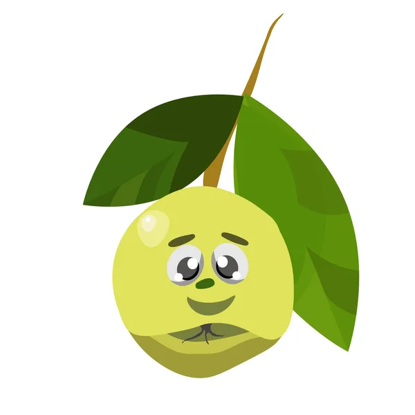 Nette Und Lustige Apfelfigur Comic Stil Die Nach Oben Schaut — Stockvektor