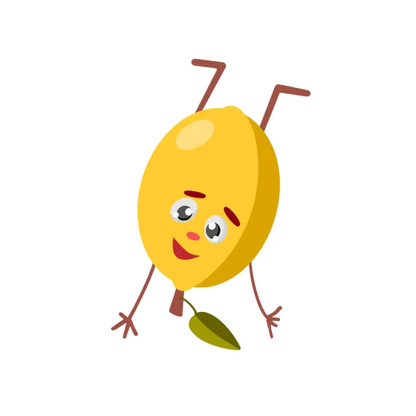 Zitrone Nette Und Lustige Gelbe Zitronenfigur Comic Stil Die Nach — Stockvektor