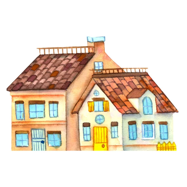 Aquarell Haus Fantasie Dorf Illustration Für Kinder Für Gnome Oder — Stockfoto