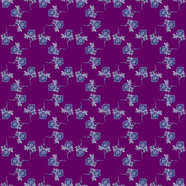 Seamless pattern. Hellebore Flower, bud and leaf. Floral design elements. Botanical illustration. Vintage style. Blue and white. Ink. For the design of wedding invitations, textiles, paper.