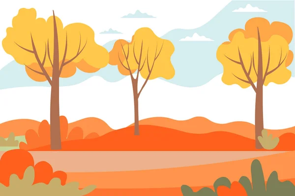 Осенний Абстрактный Пейзаж Золотая Осенняя Панорама Великолепная Осенняя Пейзажная Панорама — стоковый вектор