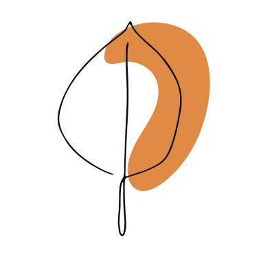 Yapraklı soyut kompozisyon. Sürekli bir çizgi, tek bir çizim sanatı, organik tasarım, rastgele düzensiz şekilli soyut çizgi. Kartpostal için. Bohem posteri, ev dekorasyonu.