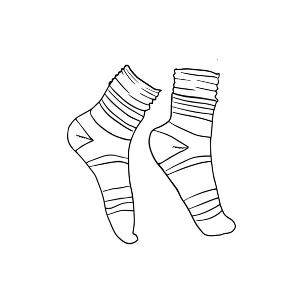 Чёрно Белые Носки Каракулей Изолированы Иллюстрации Пар Носков Ручной Графический — стоковый вектор