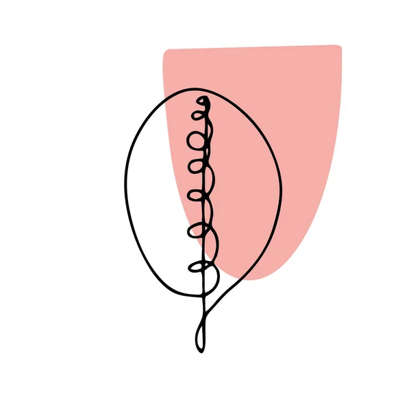 Composición Abstracta Con Hoja Una Línea Continua Dibujo Una Sola — Archivo Imágenes Vectoriales