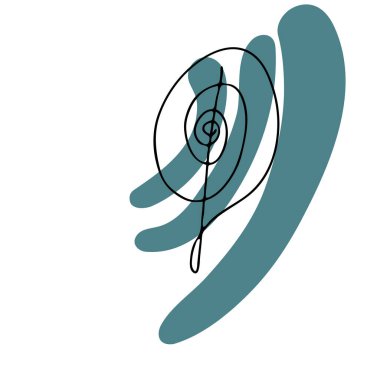 Yapraklı soyut kompozisyon. Sürekli bir çizgi, tek bir çizim sanatı, organik tasarım, rastgele düzensiz şekilli soyut çizgi. Kartpostal için. Bohem posteri, ev dekorasyonu.