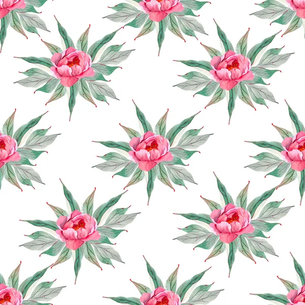 Peony Seamless Pattern Patrón Floral Con Peonías Sobre Fondo Claro — Foto de Stock