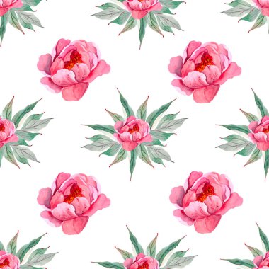 Açık arkaplanda şakayık desenli, suluboya desenli şakayık desenli çiçek deseni. Tekstil, iç mekan, kıyafet, duvar kağıdı için şablon tasarımı. Botanik Sanatı