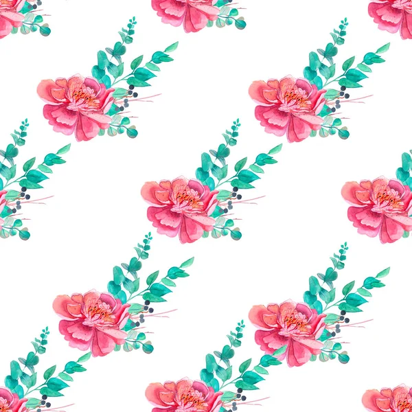 Peony Seamless Pattern Patrón Floral Con Peonías Sobre Fondo Claro — Foto de Stock