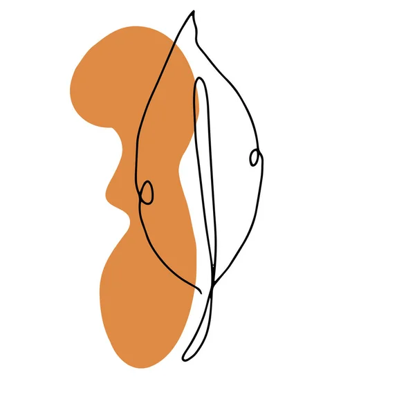 Composizione Astratta Con Foglia Una Linea Continua Disegno Linea Singola — Vettoriale Stock