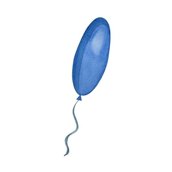 Illustrazione acquerello palloncino blu. Felice vacanza di volo palloncino blu. — Foto Stock
