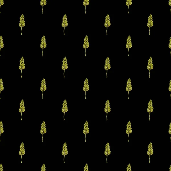 Aquarel naadloos patroon met groene oren van tarwe Aquarel achtergrond in boho stijl. — Stockfoto
