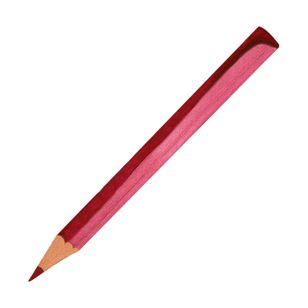 Red Pencil Watercolor Illustration One Single Object Top View Bright — Stock Photo, Image