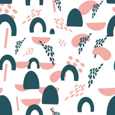 Soyut geometrik, minimalist İskandinav tarzında doğal şekiller..