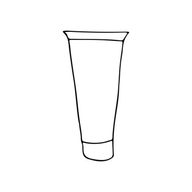 Cilt bakımı ürün taşıyıcı simgesi vektörde. Elle çizilmiş cilt bakımı ürün kabı çizimi. Vektörde krema kabı çizimi çizimi