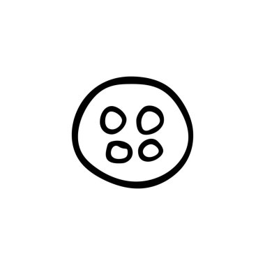 Kumaş kumaş düğmesi simgesi vektörde. Elle çizilmiş kumaş düğmesi simgesi. Kumaş düğmesi vektörde karalama çizimi