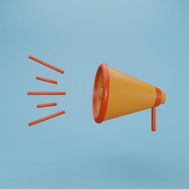 3D görüntüleme hoparlörü. İzole hoparlör 3D simgesi. Yüksek sesli selamlayıcı 3 boyutlu illüstrasyon. 