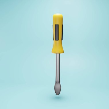 Tornavida 3 boyutlu çizimler. 3 boyutlu tornavida simgesi. İzole edilmiş 3B tornavida izole edildi