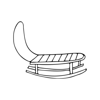 Karalama kızağı çizimi. Vektör olarak elle çizilmiş kızak çizimi. Kış kızağı karalama simgesi