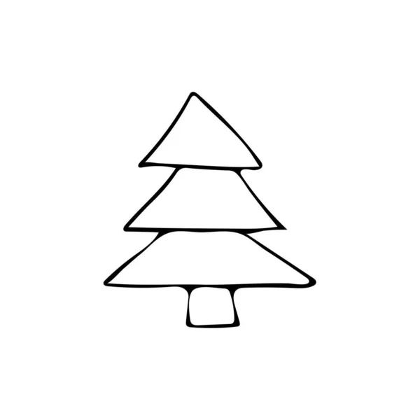 Gekritzelte Weihnachtsbaum Illustration Gekritzeltes Tannenbaum Symbol Vektor Handgezeichnetes Tannenbaum Symbol — Stockvektor