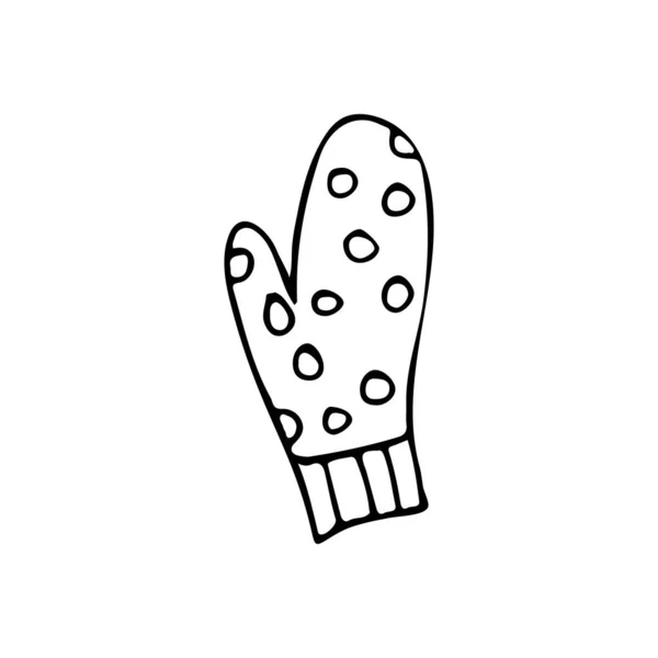 Doodle Mitten Icona Nel Vettore Icona Manopola Disegnata Mano Nel — Vettoriale Stock