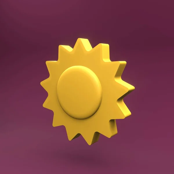 3d rendering of sun icon. 3d sun icon. Isolated 3d sun illustration