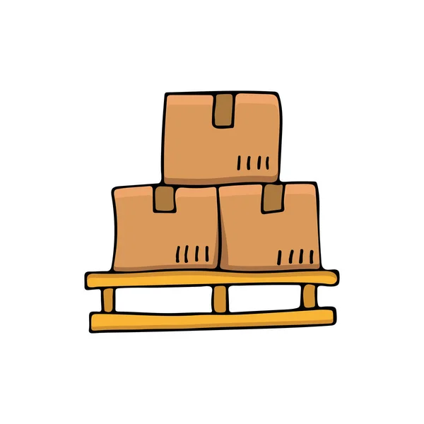 Πολύχρωμο Παλέτα Αποθήκη Doodle Κουτιά Διάνυσμα Πολύχρωμη Επίπεδη Απεικόνιση Παλέτας — Διανυσματικό Αρχείο