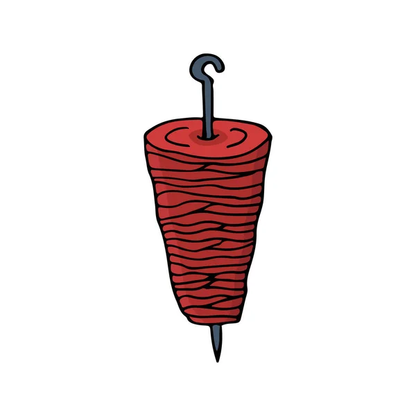 Πολύχρωμο Shawarma Κρέας Doodle Εικονογράφηση Πολύχρωμο Επίπεδη Εικόνα Κρέατος Shawarma — Διανυσματικό Αρχείο