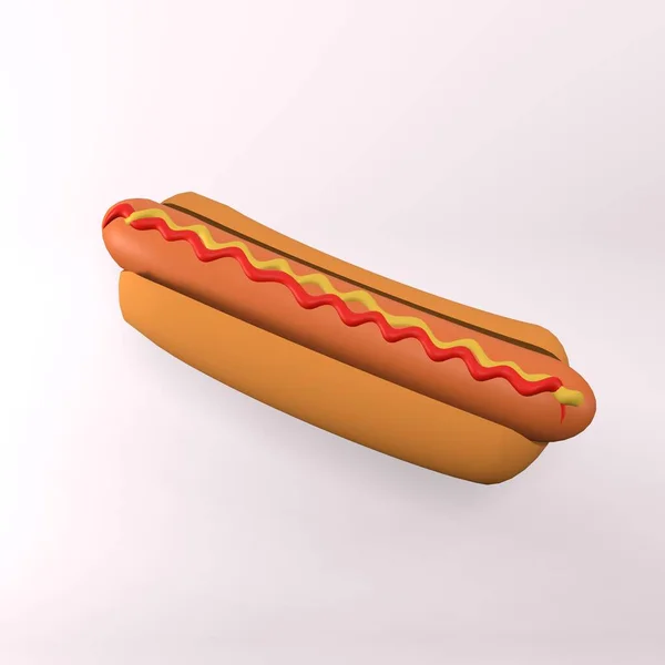 Hotdog Ilustrace Vykreslování Hot Dogu Ikona Hot Dogu — Stock fotografie