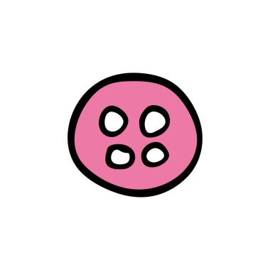 Renkli karalama bezi düğmesi çizimi. Vektör olarak renkli kumaş düğmesi simgesi. Kumaş düğmesi illüstrasyonu