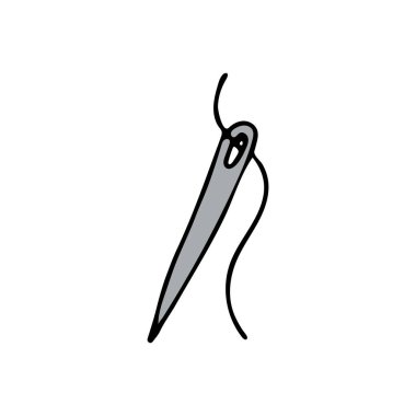 Renkli karalama iğnesi çizimi. Vektör olarak renkli iğne simgesi. Vektörde iğne illüstrasyonu dikiliyor