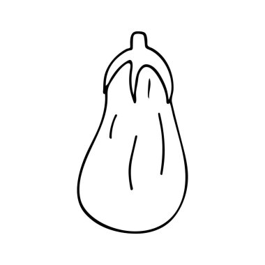 Elle çizilmiş patlıcan çizimi. Patlıcan karalaması çizimi. Vektörde el çizimi patlıcan simgesi. 