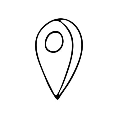 Karalama konumu simgesi vektörde. El çizimi konum simgesi vektörü. Doodle perspektif çizimi