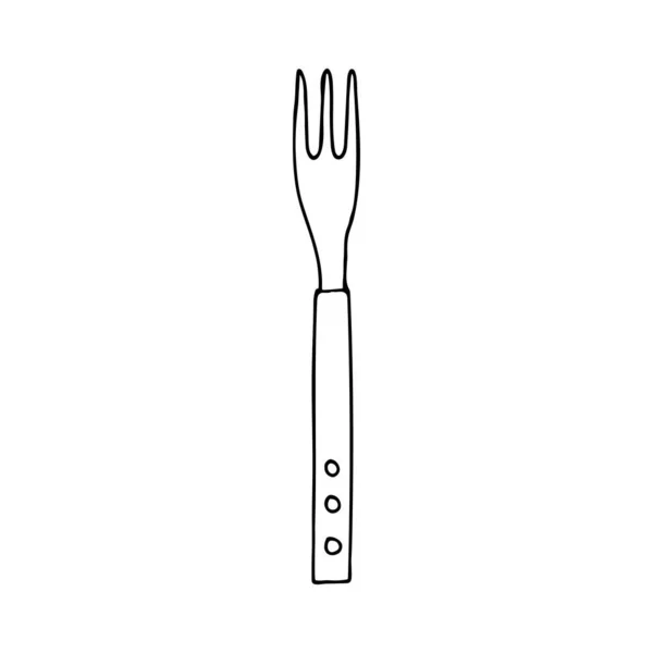 Icona Forchetta Barbecue Disegnata Mano Vettore Doodle Barbecue Forchetta Illustrazione — Vettoriale Stock