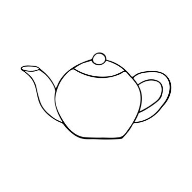 Elle çizilmiş çaydanlık çizimi. Çaydanlık çizimi vektörde. Elle çizilmiş çaydanlık simgesi. Çaydanlık simgesi