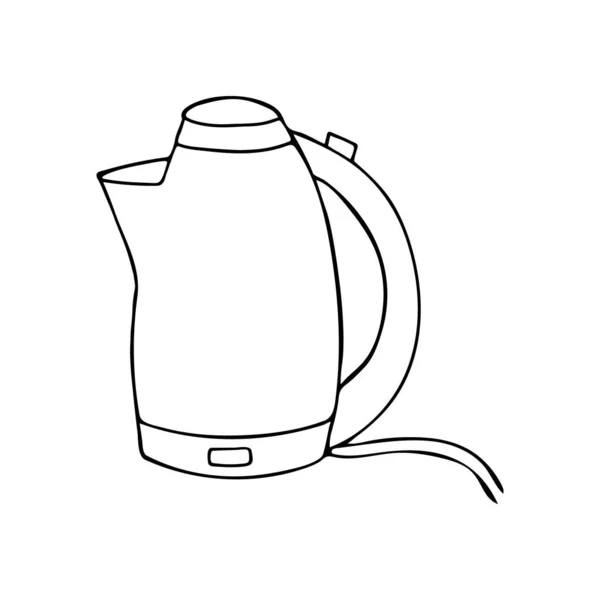 Doodle Electric Kettle Icon Vector 손으로 주전자 아이콘입니다 벡터에서 Doodle — 스톡 벡터