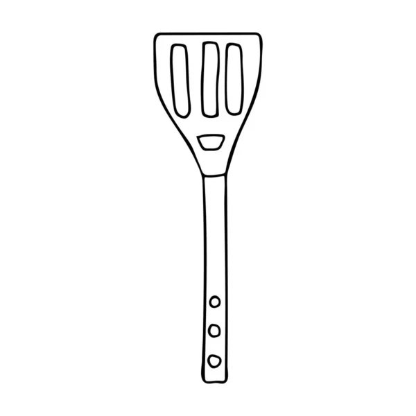 Doodle Grillspachtel Symbol Vektor Handgezeichnetes Grill Spachtel Symbol Vektor Doodle — Stockvektor