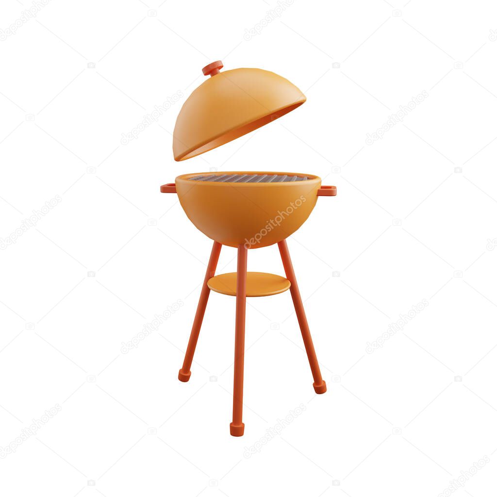 3D barbecue grill illustration. 3D bbq grill illustration isolated on white