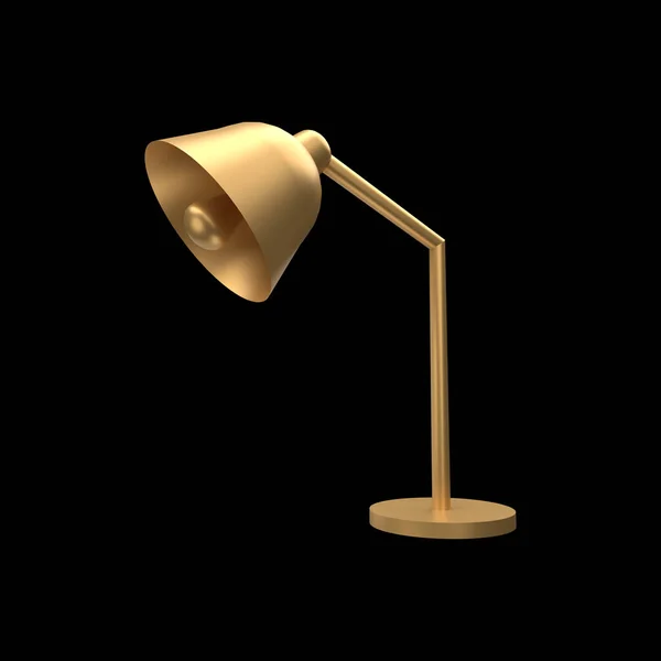 3d desk lamp illustration. 3d golden table lamp.