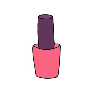 Renkli karalama tırnak cilası çizimi. Vektör olarak renkli tırnak cilası simgesi. Tırnak cilası renkli simge