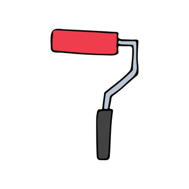 Renkli karalama boya silindiri çizimi. Renkli boya silindiri ikonu. Boya silindiri illüstrasyonu