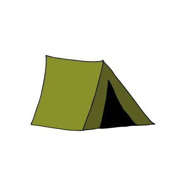 Colorful doodle camping tent illustration in vector. Colorful camping tent icon in vector