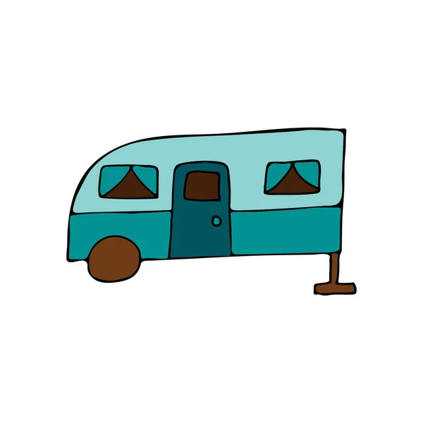 Colorful Doodle Camping Van Illustration Vector Colorful Camping Van Vector — Vetor de Stock