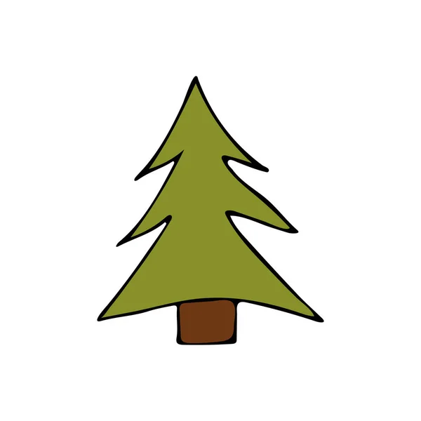 Colorful Doodle Fir Tree Illustration Vector Colorful Fir Tree Icon — 스톡 벡터