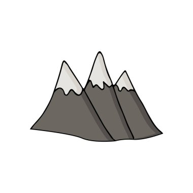 Renkli karalama dağları çizimi. Vektör olarak renkli dağlar simgesi